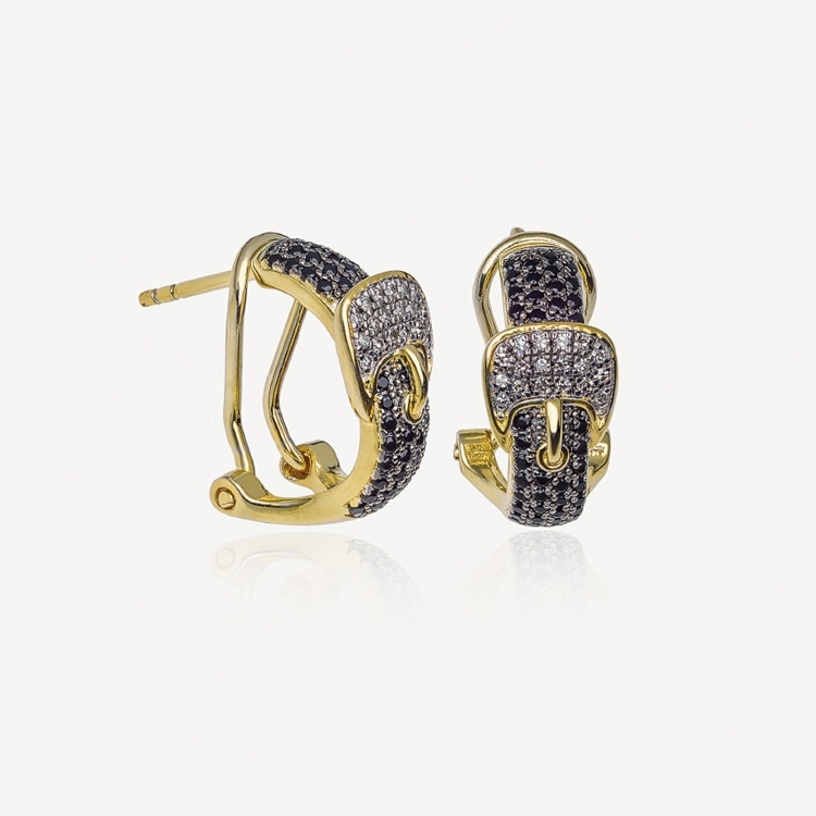 Earrings with black spinels and diamonds