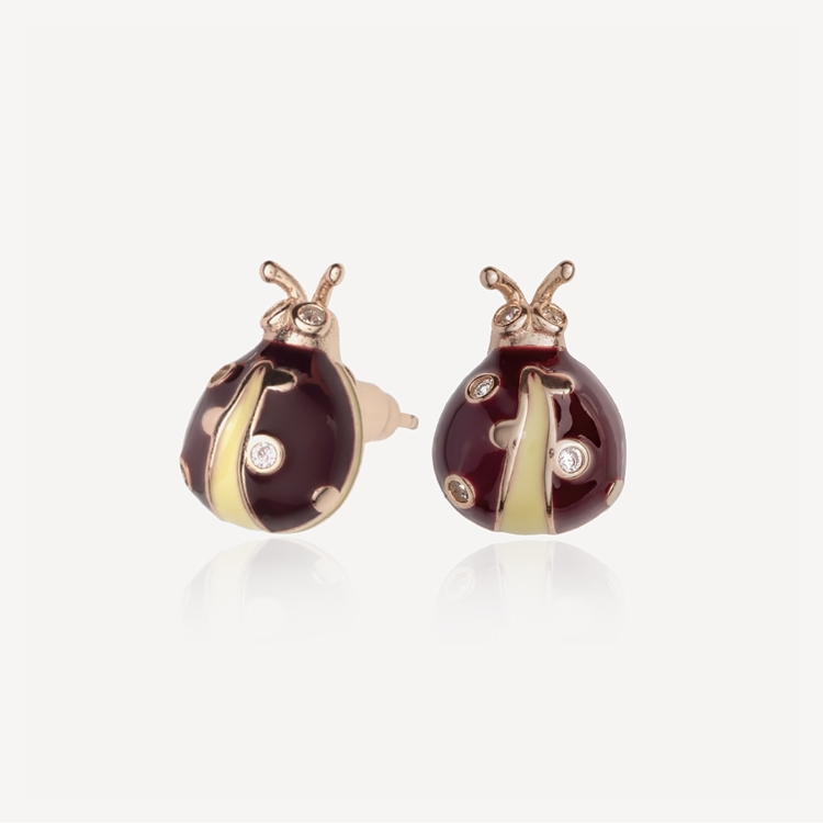 Earrings with brown bugs