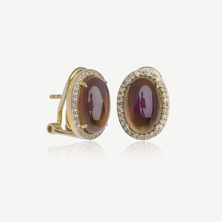 Earrings with smoky quartz and diamonds