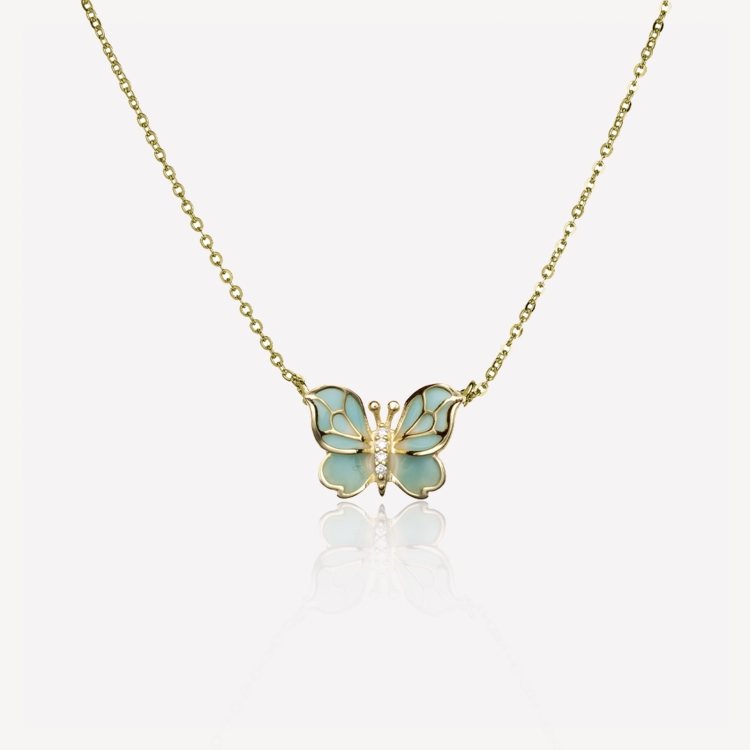 Necklace with turquoise butterfly