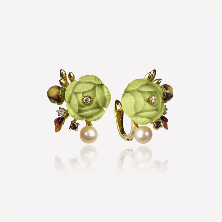 Small earrings with green peonies Small earrings with green peonies