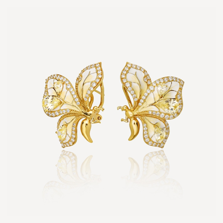 Earrings with golden dragonflies