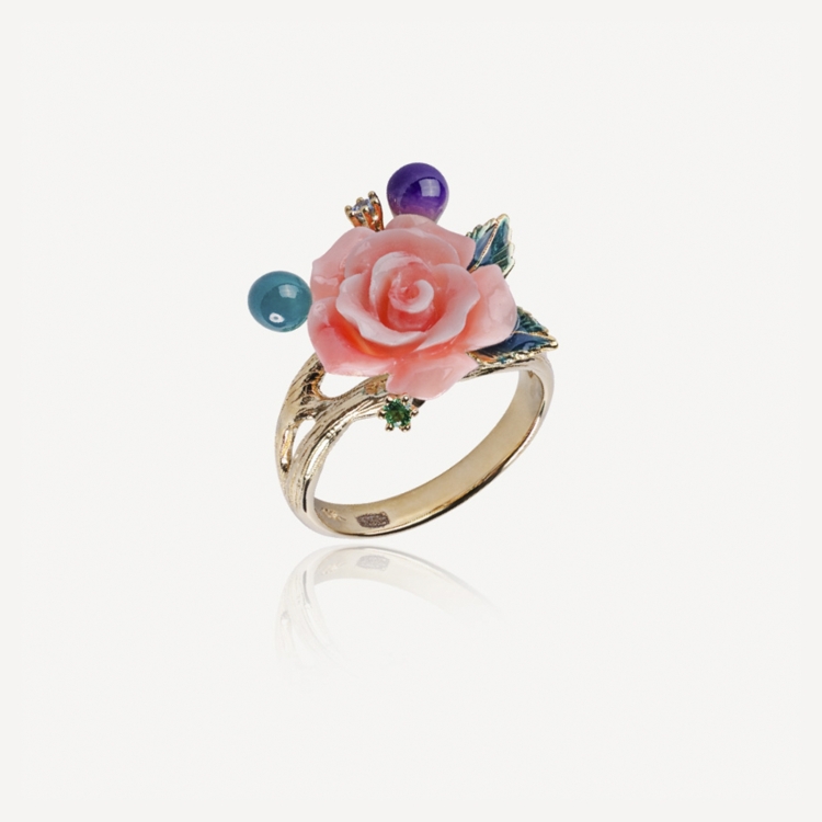 Ring with pink rose Ring with pink rose