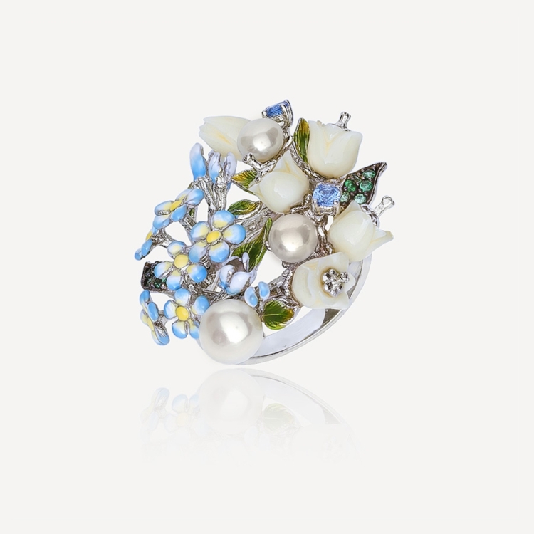Ring with forget-me-nots