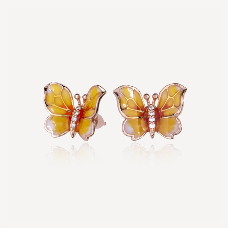 Earrings with yellow-orange butterflies