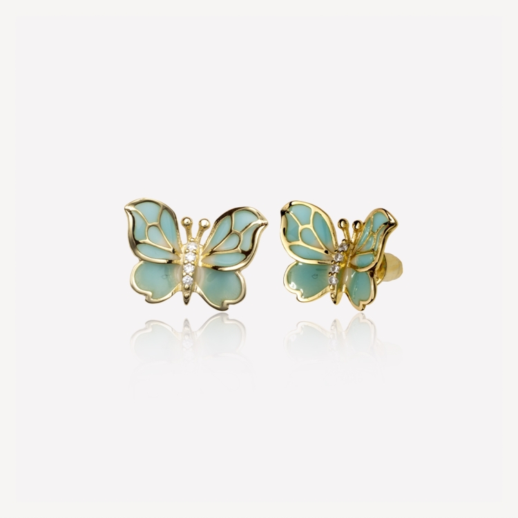 Earrings with turquoise butterflies